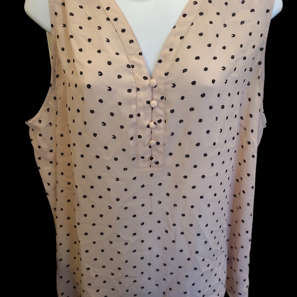 Sheer sleeveless top from Maurices size 1 Pink & Black Polka Dots - Picture 2 of 4